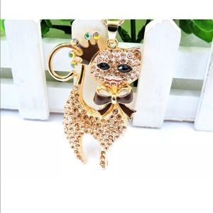 Crystal Rhinestone Cat With Crown Necklace